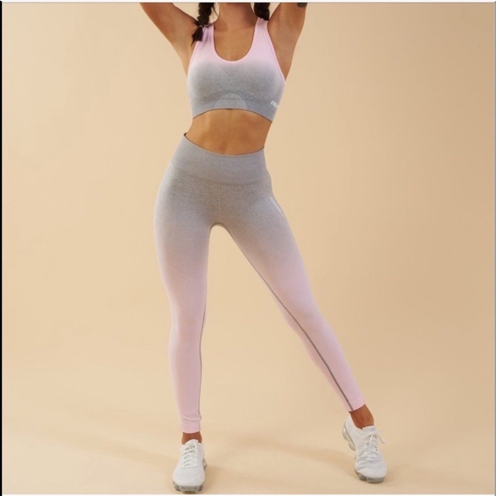Gymshark light pink and grey sports bra